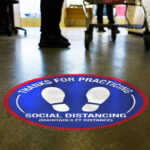 Social distancing floor sticker
