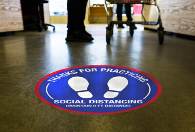 Social distancing floor sticker