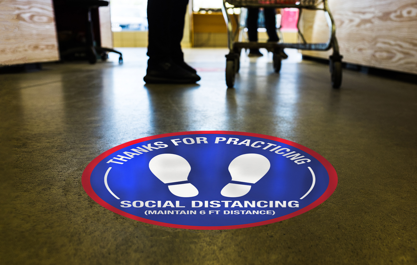 Social distancing floor sticker